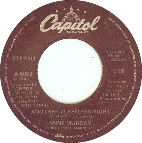 Anne Murray - Another Sleepless Night (7", Single, Win)