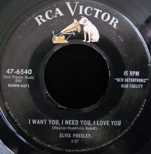 Elvis Presley - I Want You, I Need You, I Love You / My Baby Left Me (7", Single, Mono, Ind)
