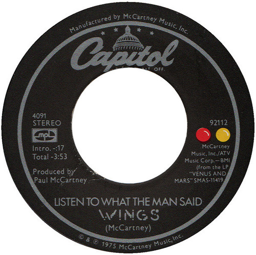 Wings (2) - Listen To What The Man Said (7", Single, Win)