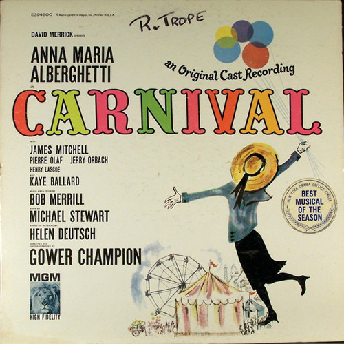Anna Maria Alberghetti - Carnival (Original Broadway Cast Recording) (LP, Album, Mono, Gat)