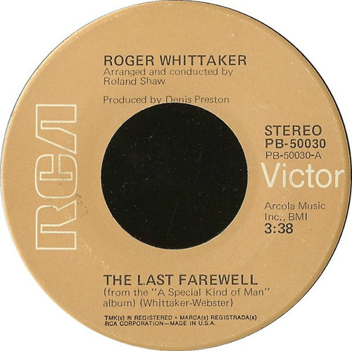 Roger Whittaker - The Last Farewell / Paradise - RCA Victor - PB-50030 - 7", Ind 719613516