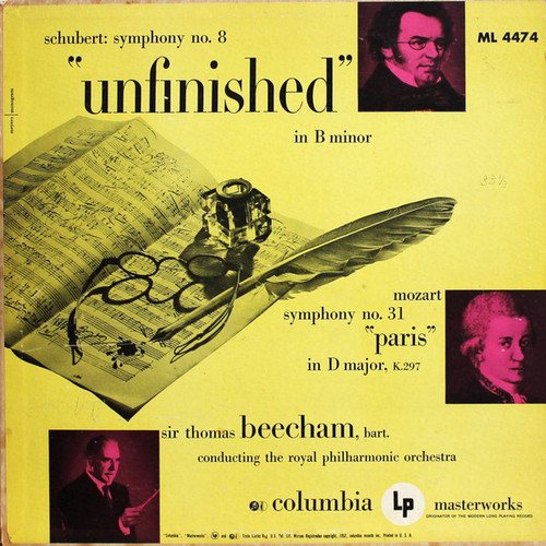 Schubert* / Mozart*, Sir Thomas Beecham Conducting The Royal Philharmonic Orchestra - Symphony No. 8 "Unfinished" In B Minor / Symphony No. 31 "Paris" In D Major, K.297 (LP, Mono)