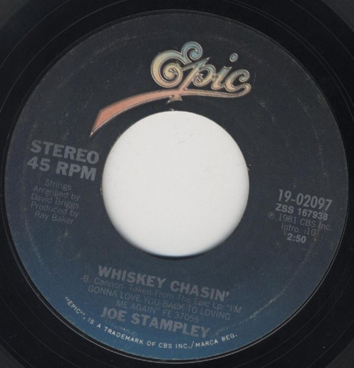 Joe Stampley - Whiskey Chasin' (7", Single, Styrene, Ter)