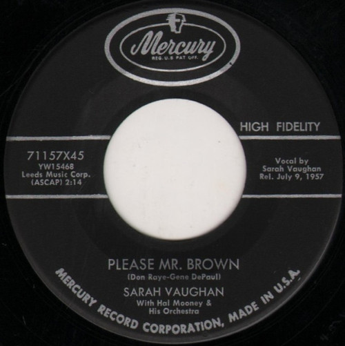 Sarah Vaughan - Please Mr. Brown / Band Of Angels (7")