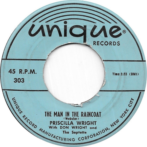 Priscilla Wright - The Man In The Raincoat / I Want To Dance To The Mambo Combo (7", Single)