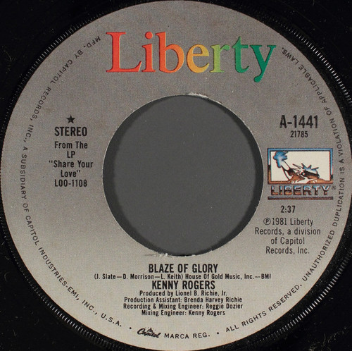 Kenny Rogers - Blaze Of Glory / The Good Life (7", Single, Win)