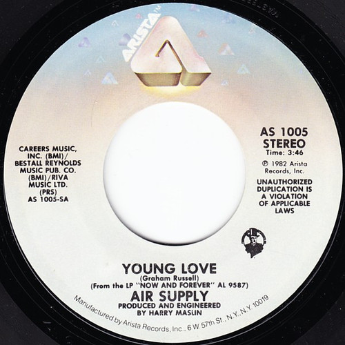 Air Supply - Young Love - Arista, Big Time Phonograph Recording Co. - AS 1005 - 7", Single, Styrene 757698442