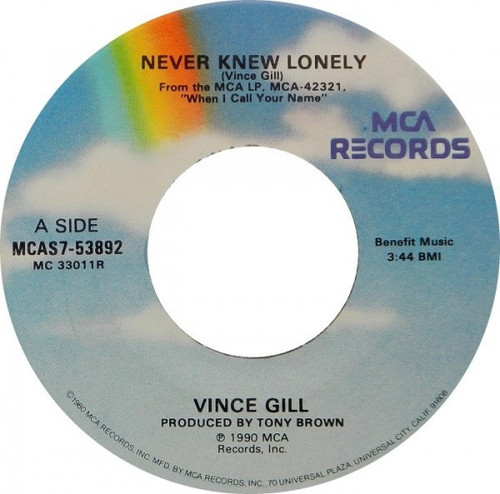 Vince Gill - Never Knew Lonely (7", Single, Glo)
