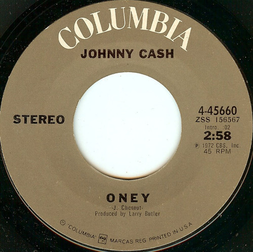 Johnny Cash - Oney / Country Trash - Columbia - 4-45660 - 7", Single 757757874