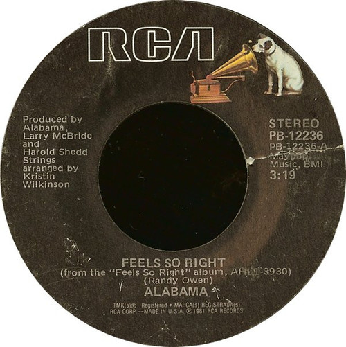 Alabama - Feels So Right - RCA - PB-12236 - 7", Single, All 759647156