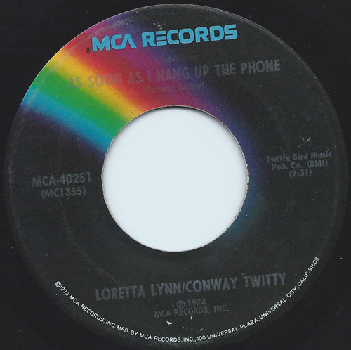 Conway Twitty & Loretta Lynn - As Soon As I Hang Up The Phone - MCA Records - MCA-40251 - 7", Single, Pin 759702629