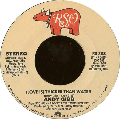 Andy Gibb - (Love Is) Thicker Than Water (7", Single, Styrene, Mon)