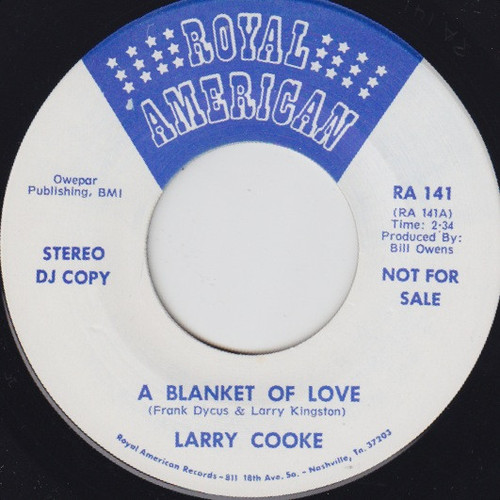 Larry Cooke (3) - A Blanket Of Love (7", Single, Promo)