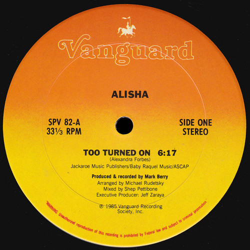 Alisha - Too Turned On - Vanguard - SPV 82 - 12" 781301935