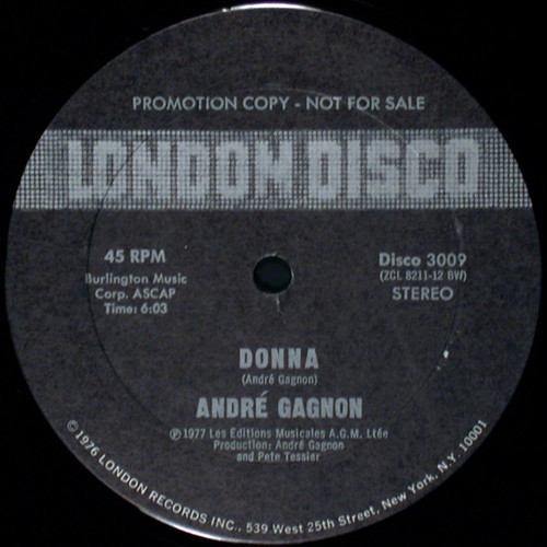 André Gagnon - Donna / Holiday Feeling (12", Promo)