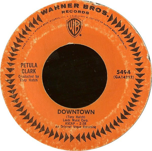 Petula Clark - Downtown - Warner Bros. Records - 5494 - 7", Single, Styrene, San 794723555