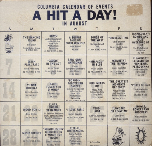 Various - Columbia's New Year In Records: "A Hit A Day" August Preview (7", EP, Promo)