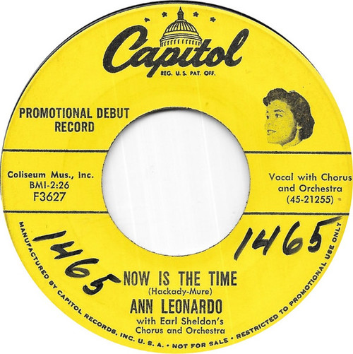 Ann Leonardo - Now Is The Time (7", Single, Promo)