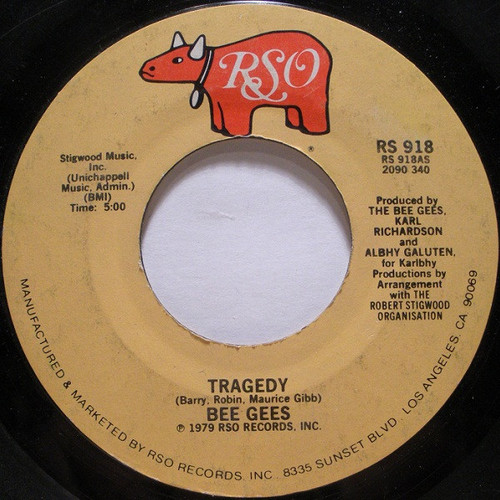 Bee Gees - Tragedy (7", Single, Styrene, PRC)