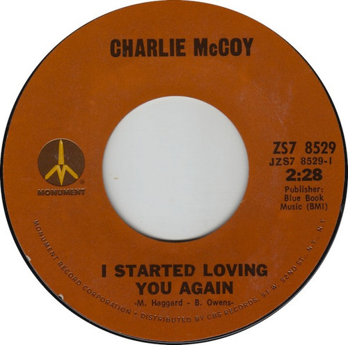 Charlie McCoy - I Started Loving You Again  - Monument - ZS7 8529 - 7", Single, Styrene 798727527