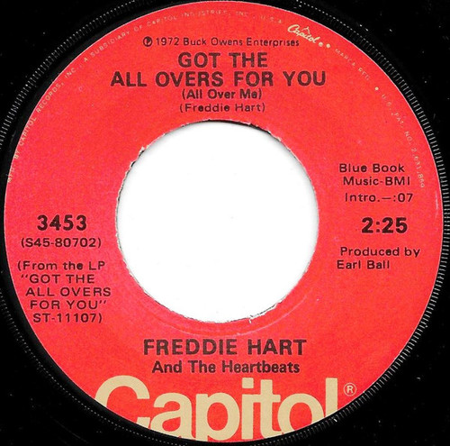 Freddie Hart And The Heartbeats - Got The All Overs For You / Just Another Girl (7", Single, Los)