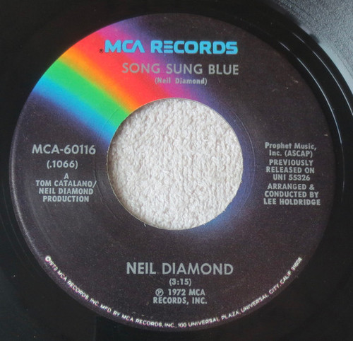 Neil Diamond - Song Sung Blue  - MCA Records - MCA-60116 - 7", RE 800569271