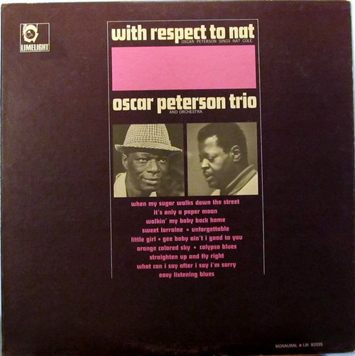 The Oscar Peterson Trio - With Respect To Nat (LP, Album, Mono)