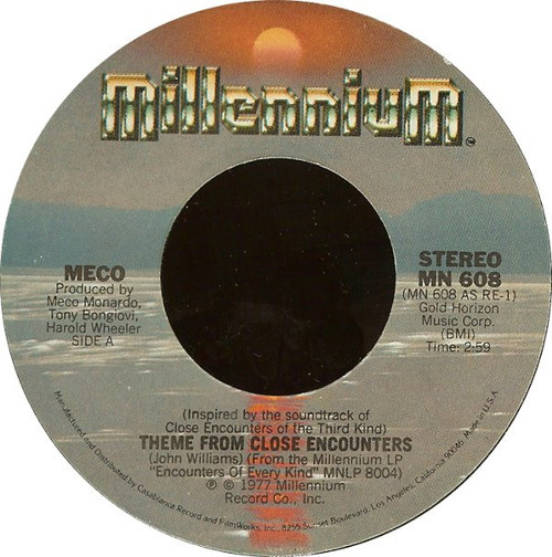 Meco Monardo - Theme From Close Encounters - Millennium - MN 608 - 7", Single, Styrene 852022688