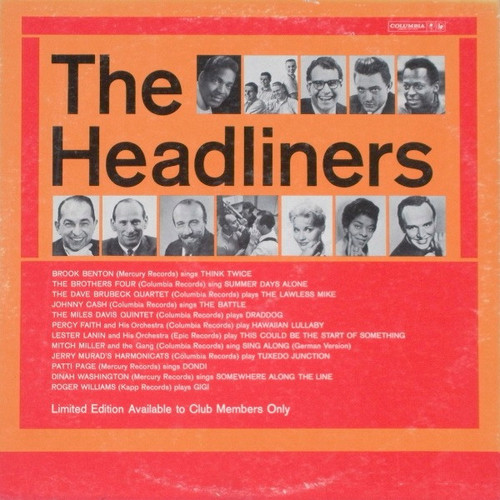 Various - The Headliners, Volume 2 - Columbia Record Club, Columbia - GB-9 - LP, Mono, Club, Ltd, Smplr 860012030