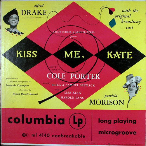 Alfred Drake, Patricia Morison - Kiss Me, Kate - Columbia Masterworks, Columbia Masterworks - ML 54140, ML 4140 - LP 860320702