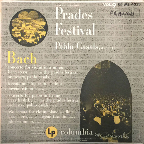 Bach* / Pablo Casals - Prades Festival - Vol. 9 (LP, Album, Mono, RP)