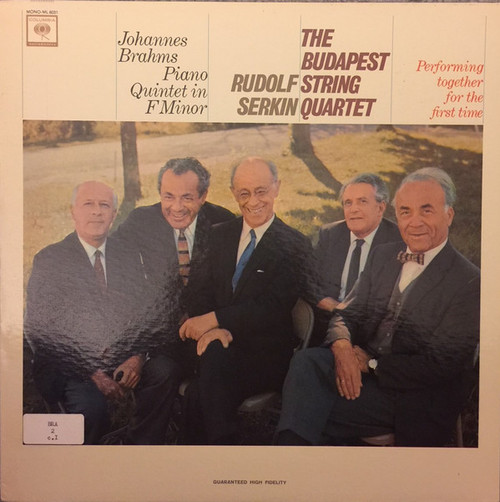 Johannes Brahms, Rudolf Serkin, The Budapest String Quartet* - Piano Quintet In F Minor (LP, Mono)