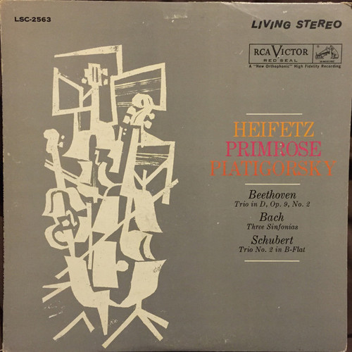 Heifetz*, Primrose*, Piatigorsky* - Beethoven · Schubert — Trios · Bach — Sinfonias (LP)