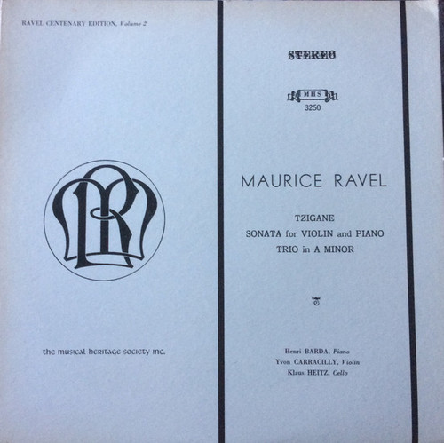 Maurice Ravel - Tzigane, Sonata For Violin And Piano, Trio In A Minor (LP)