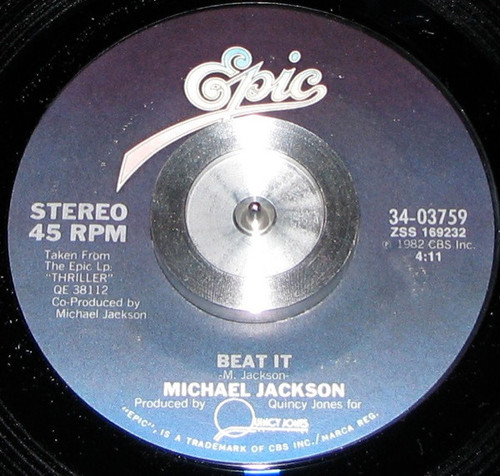 Michael Jackson - Beat It - Epic - 34-03759 - 7", Single, Styrene, Pit 884323210