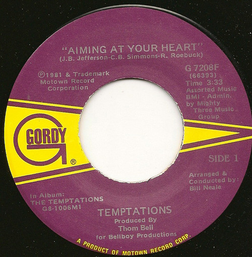 The Temptations - Aiming At Your Heart / The Life Of A Cowboy (7", Single)