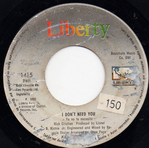 Kenny Rogers - I Don't Need You = Ya No Te Necesito (7", Single)