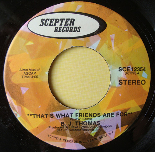 B.J. Thomas - That's What Friends Are For (7", Single)