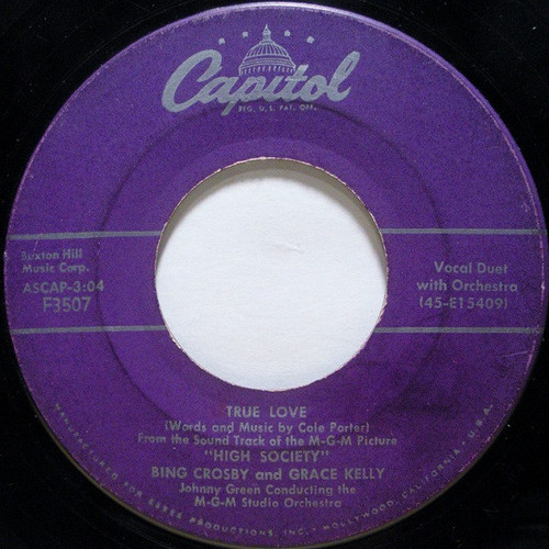 Bing Crosby - True Love / Well Did You Evah? - Capitol Records - F3507 - 7", Single, Scr 887096014