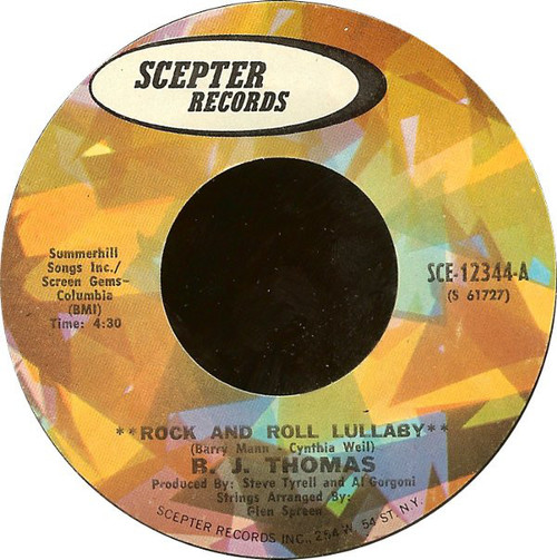 B.J. Thomas - Rock And Roll Lullaby (7", Single, Styrene, Pit)