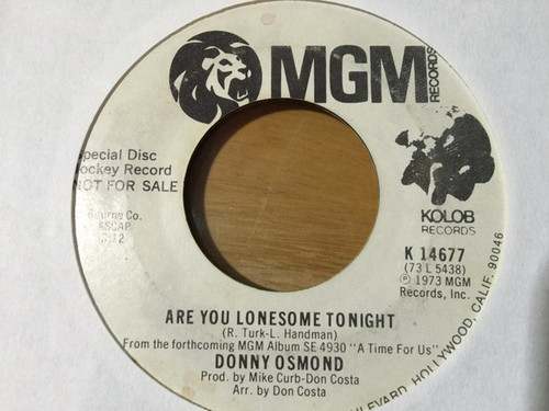 Donny Osmond - Are You Lonesome Tonight / When I Fall In Love (7", Single, Promo)