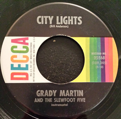 Grady Martin And The Slew Foot Five - City Lights / Fraulein (7", Single, Pin)