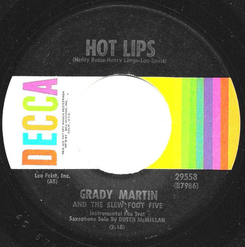 Grady Martin And The Slew Foot Five - Hot Lips / Singin' The Blues Till My Daddy Comes Home (7", RE)