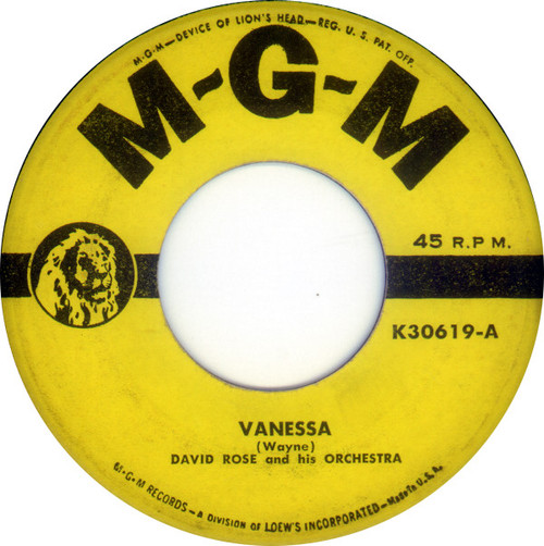 David Rose & His Orchestra - Vanessa (7", Single)