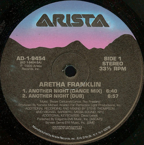 Aretha Franklin - Another Night - Arista - AD-1-9454 - 12", Single 903026210