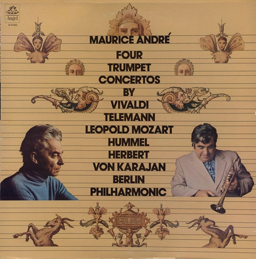 Maurice André - Vivaldi* / Telemann* / Leopold Mozart / Hummel* - Von Karajan*, Berlin Philharmonic* - Four Trumpet Concertos (LP, RP)