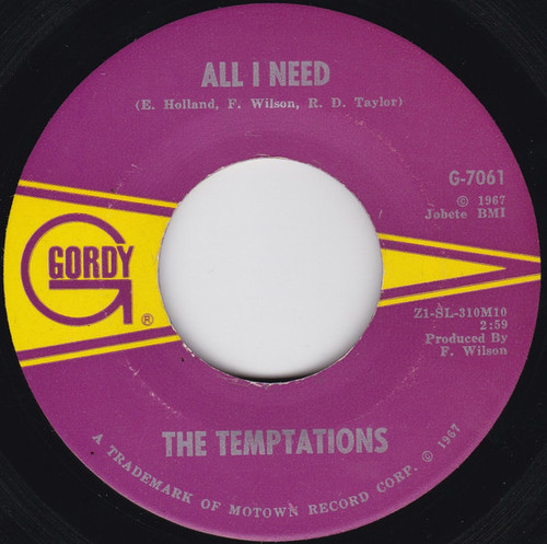 The Temptations - All I Need  (7", Single, ARP)