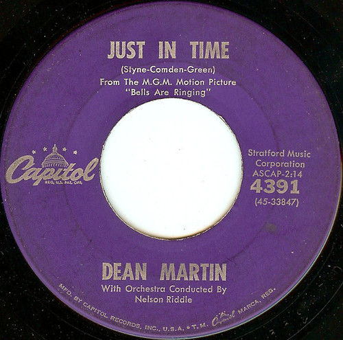 Dean Martin - Just In Time / Buttercup Of Golden Hair (7")