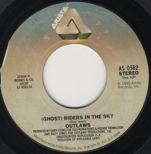 Outlaws - (Ghost) Riders In The Sky / Devil's Road - Arista - AS 0582 - 7", Single 913637218