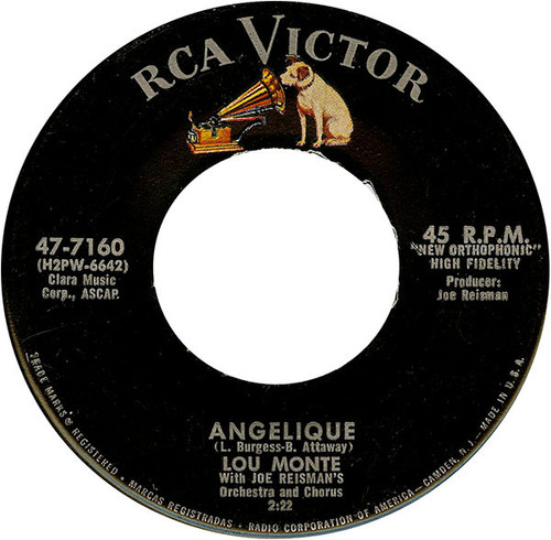 Lou Monte - Angelique / Lazy Mary (Luna Mezzo Mare) (7", Single)